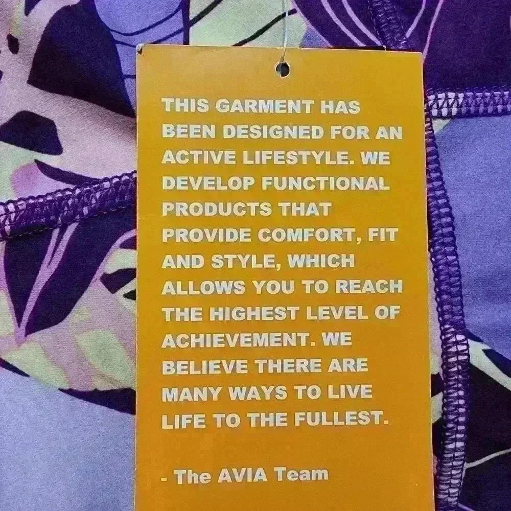 Avia Womens Pull On Active Capri Leggings XS, M Side Pockets Purple Pink Leaf - Picture 9 of 12